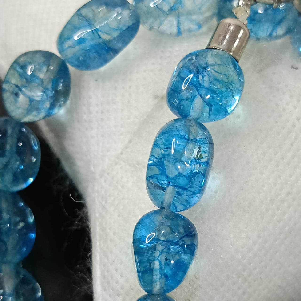 عقد تحفة بحجر  تورمالين أزرق سماوي طبيعي