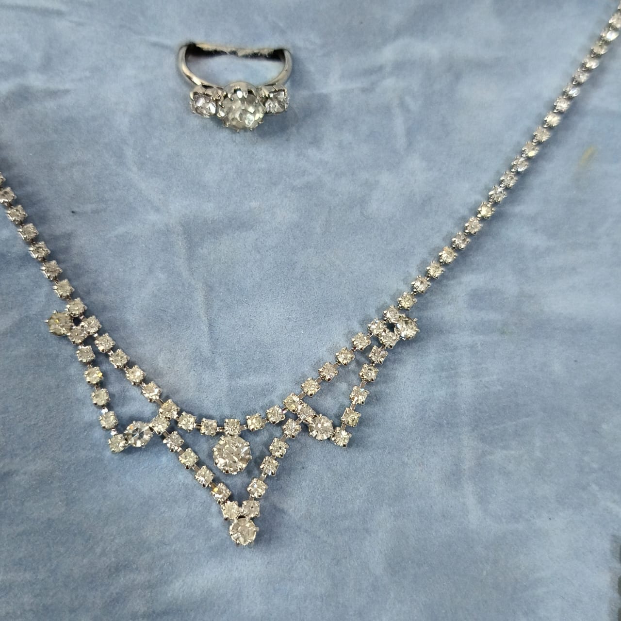 Ancien parure en plaqué or blanc vintage