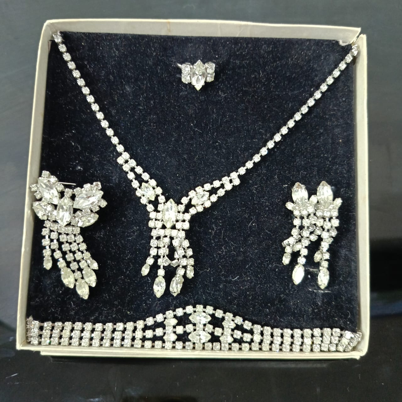 Ancien parure en plaqué or blanc vintage