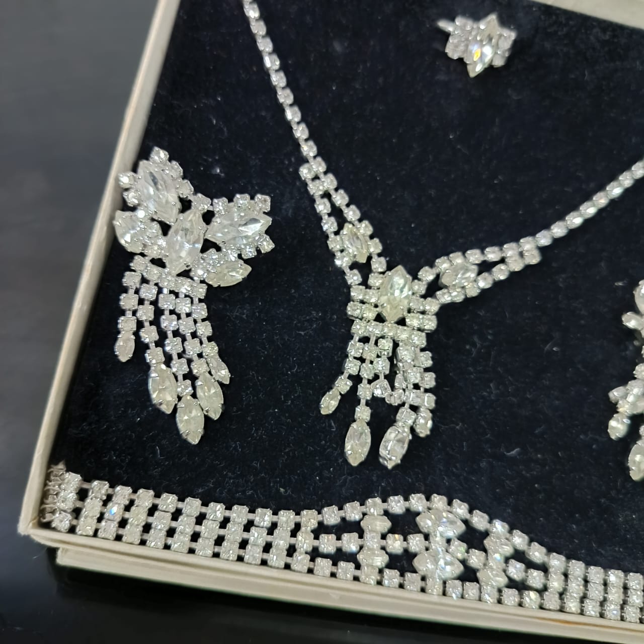 Ancien parure en plaqué or blanc vintage