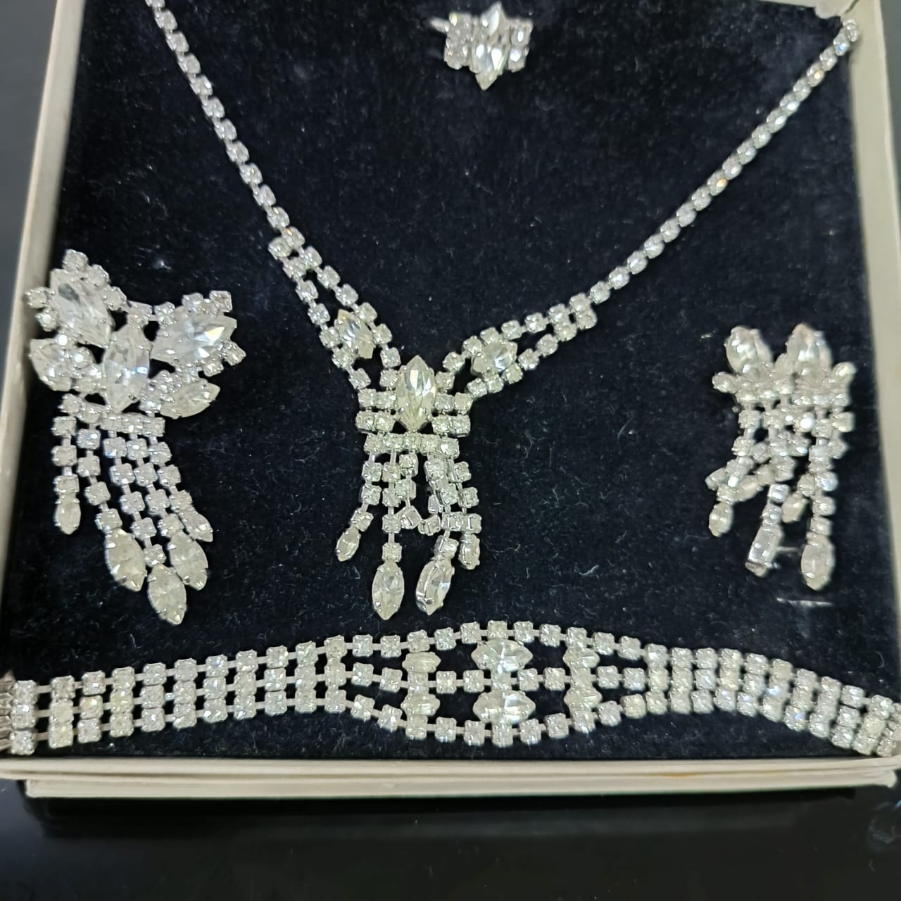 Ancien parure en plaqué or blanc vintage