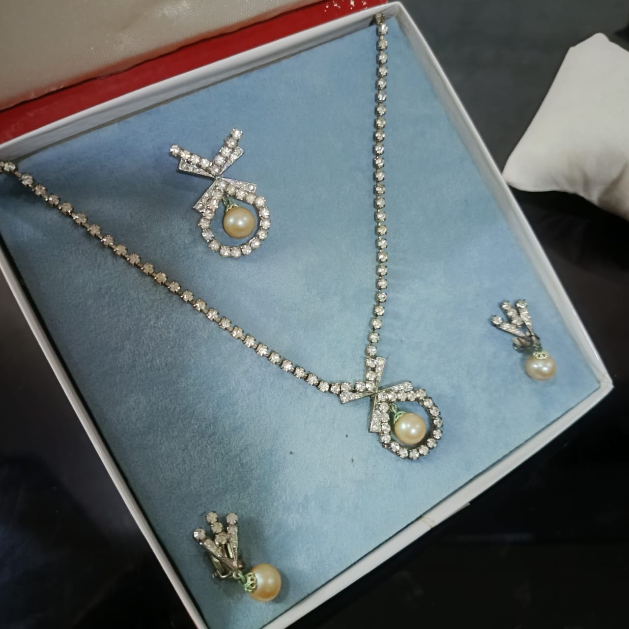 Ancien parure en plaqué or blanc vintage