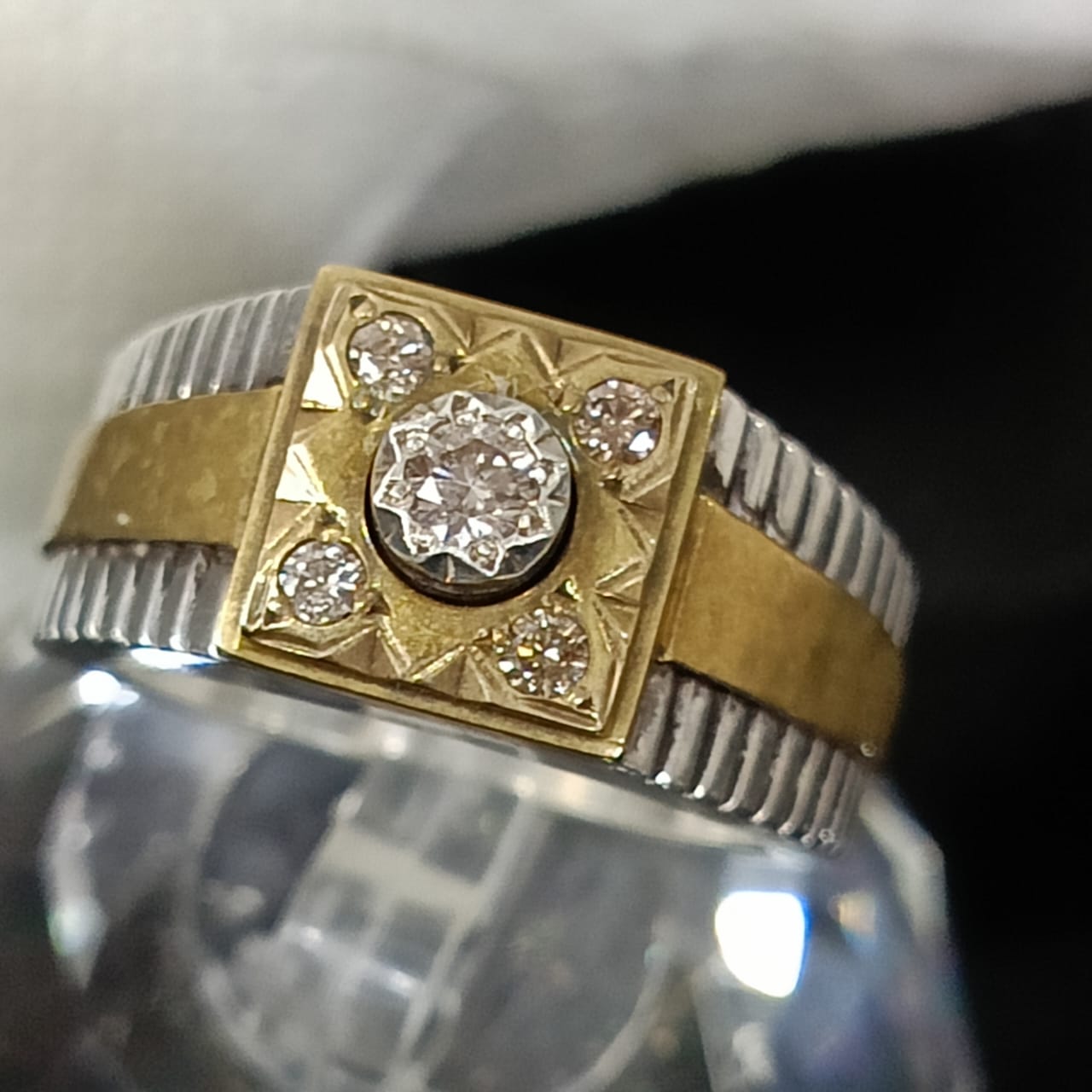 خاتم رجالي نادر تحفة فصة بحجر ماس طبيعي