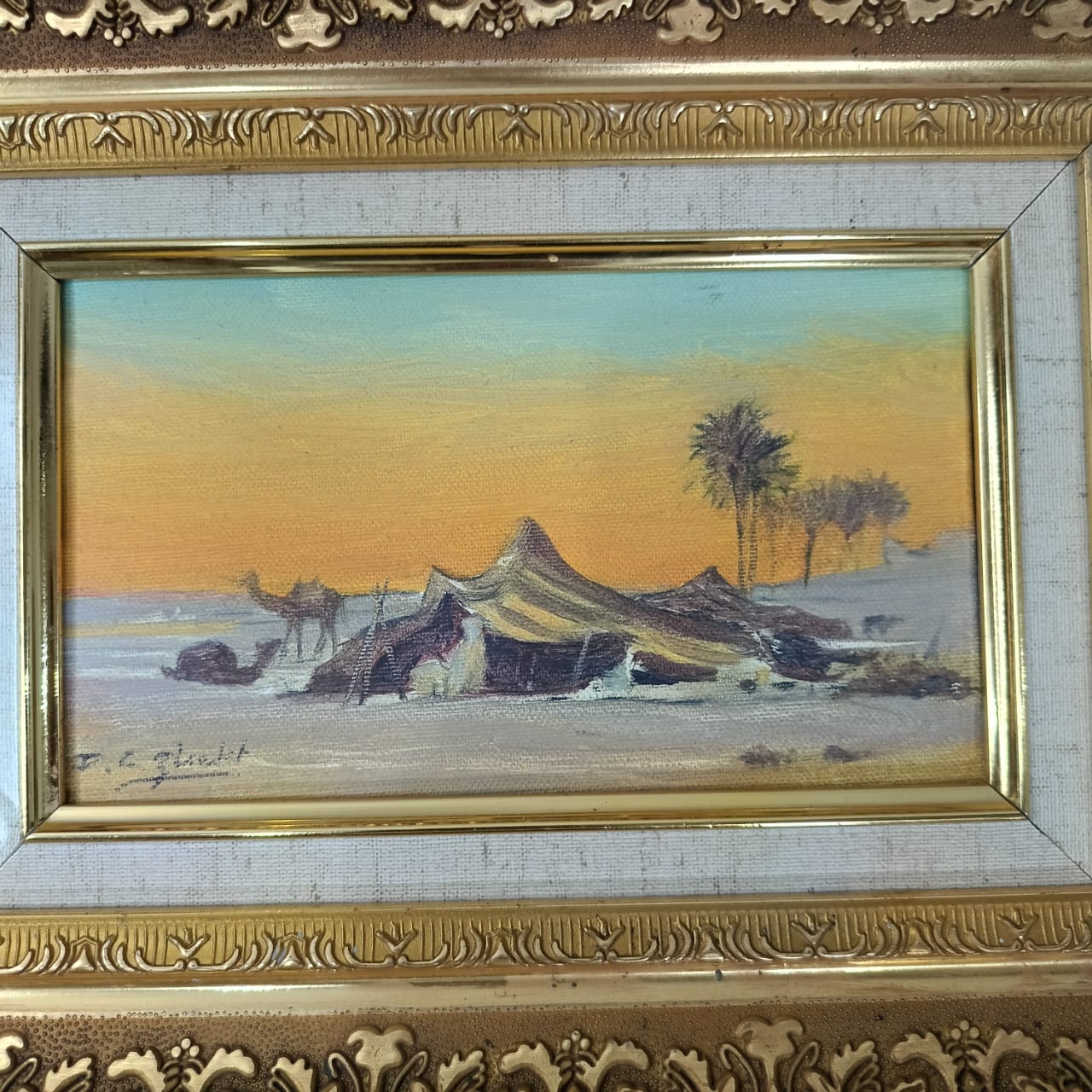 Tableau peinture huile vintage original sur toile