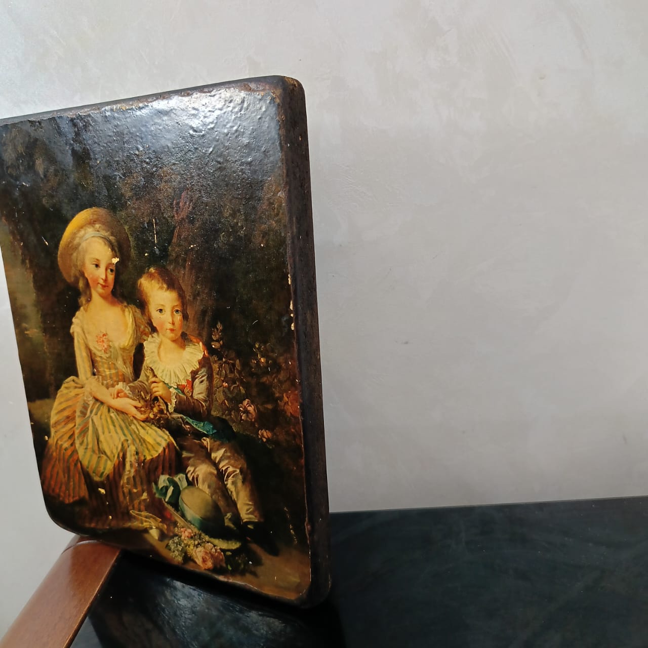 Ancien tableau vintage réplique sur bois