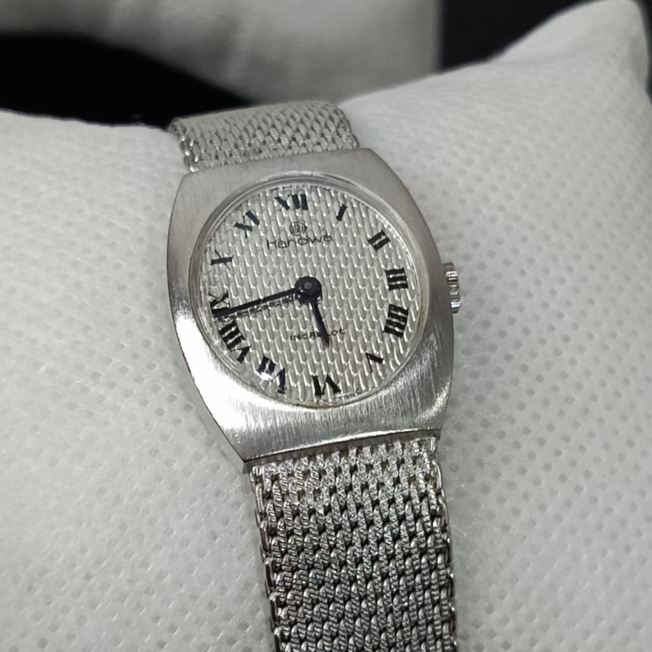 Montre hanowa suisse mécanique femme original plaqué or blanc vintage
