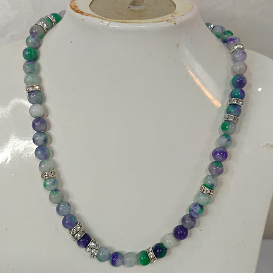 عقد تحفة بحجر عقيق ملون طبيعي