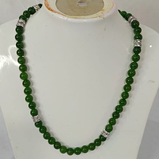 عقد تحفة بحجر عقيق أخضر شفاف طبيعي