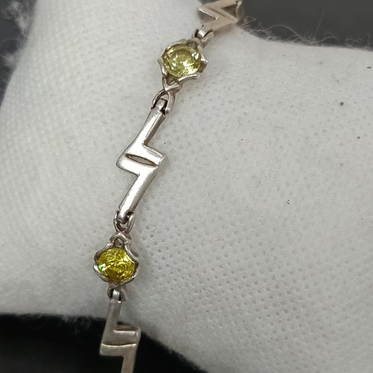 سوار فضة تحفة مرصع بحجر توباز سفير أصفر.