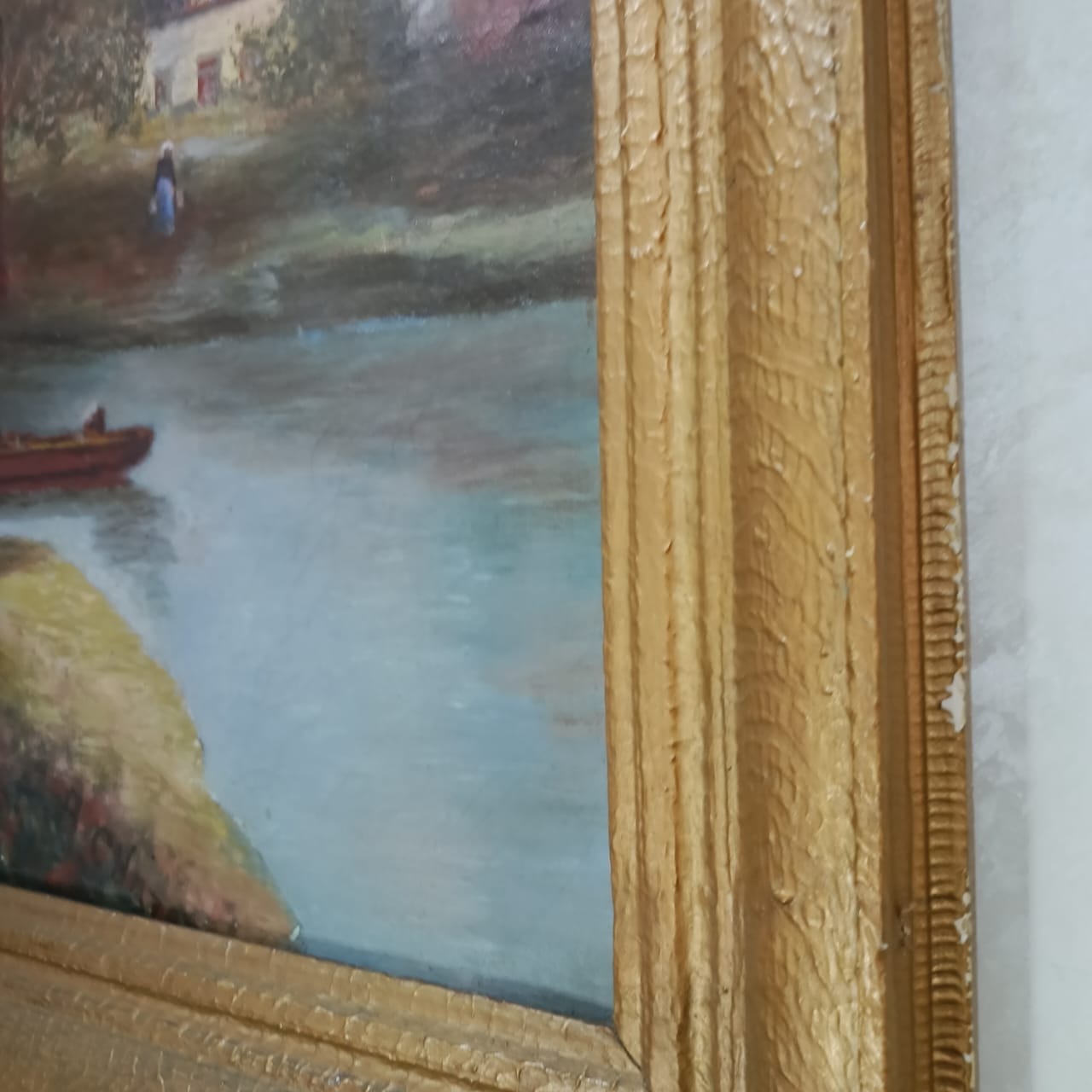 Ancien tableau vintage original huile sur toile signée