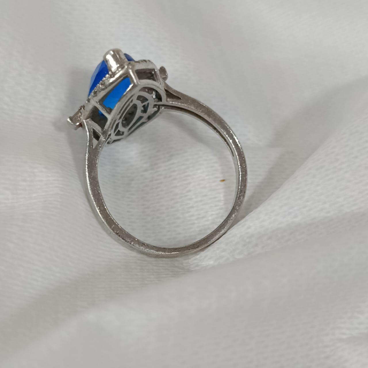خاتم فضة نسائي مرصع بالأحجار كريمة حجر توباز أزرق