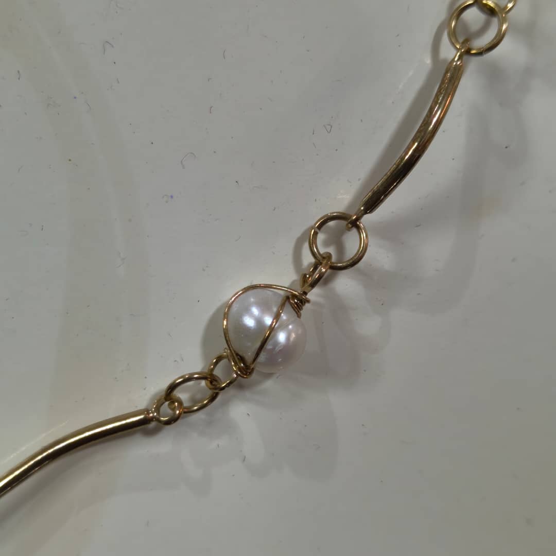 باغيغ سلسلة بلاكي فرنسي+سوار بالؤلؤ طبيعي 
طول سلسلة مغلق 20cm
طول سوار مفتوح 20cm
