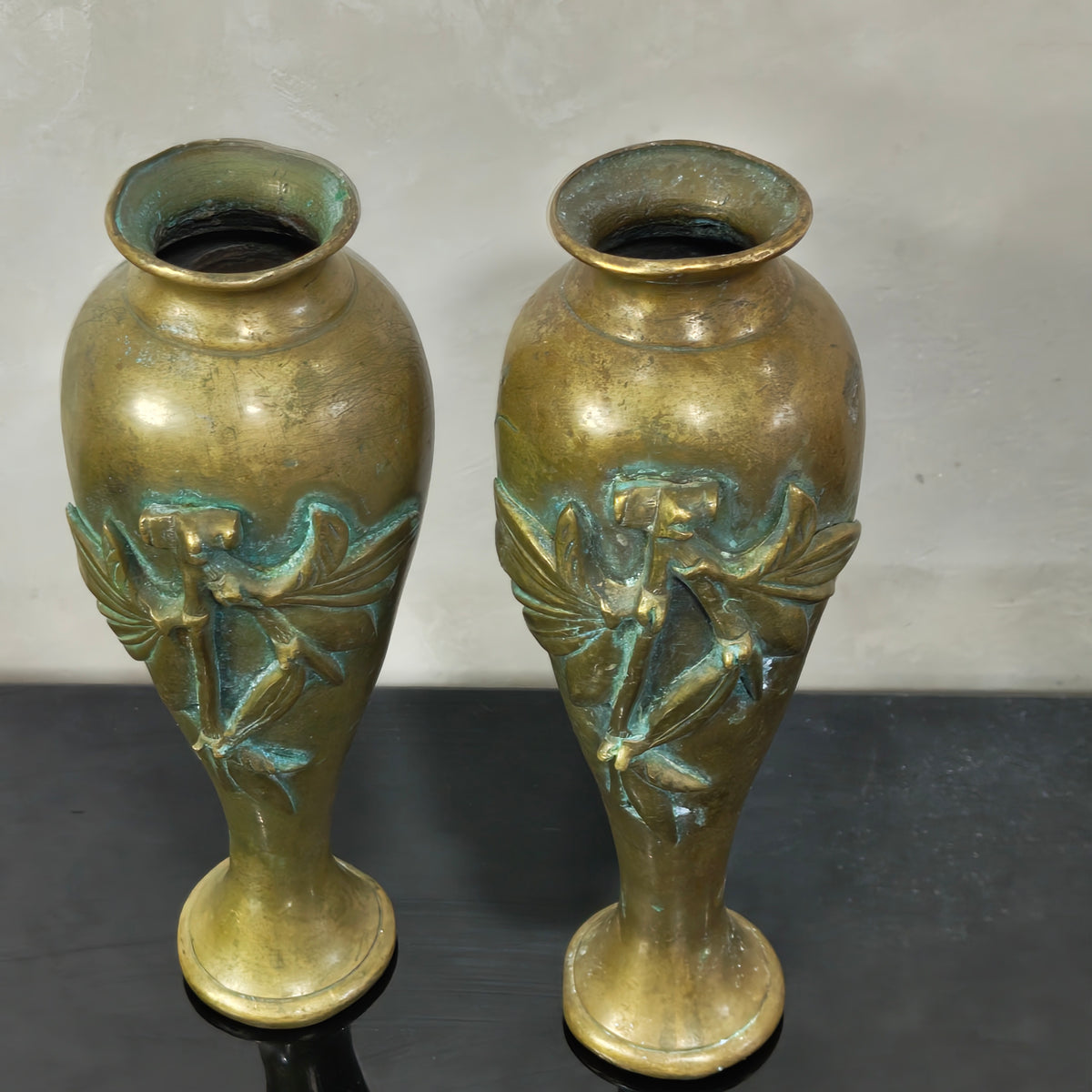 Paires vase en bronze rare 
26cm