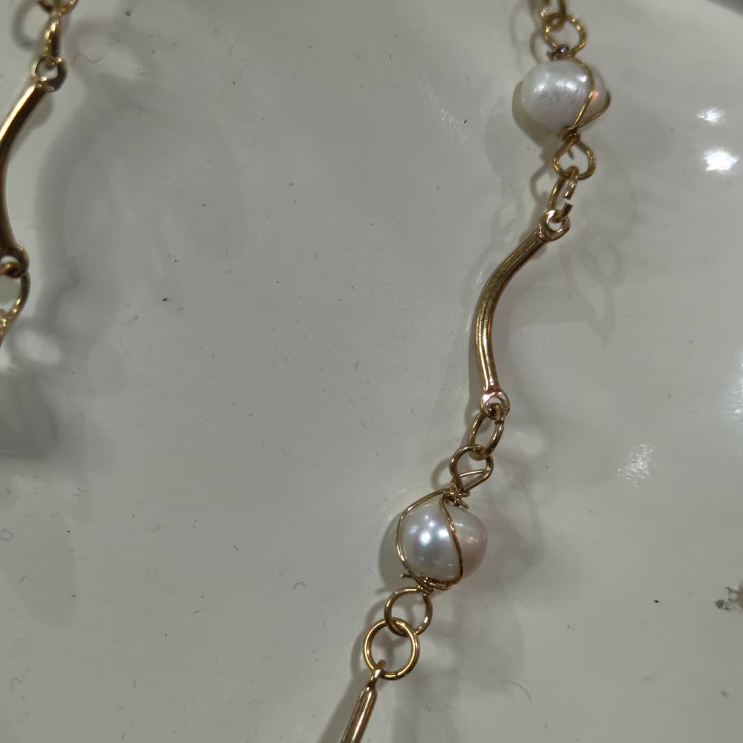 باغيغ سلسلة بلاكي فرنسي+سوار بالؤلؤ طبيعي 
طول سلسلة مغلق 20cm
طول سوار مفتوح 20cm