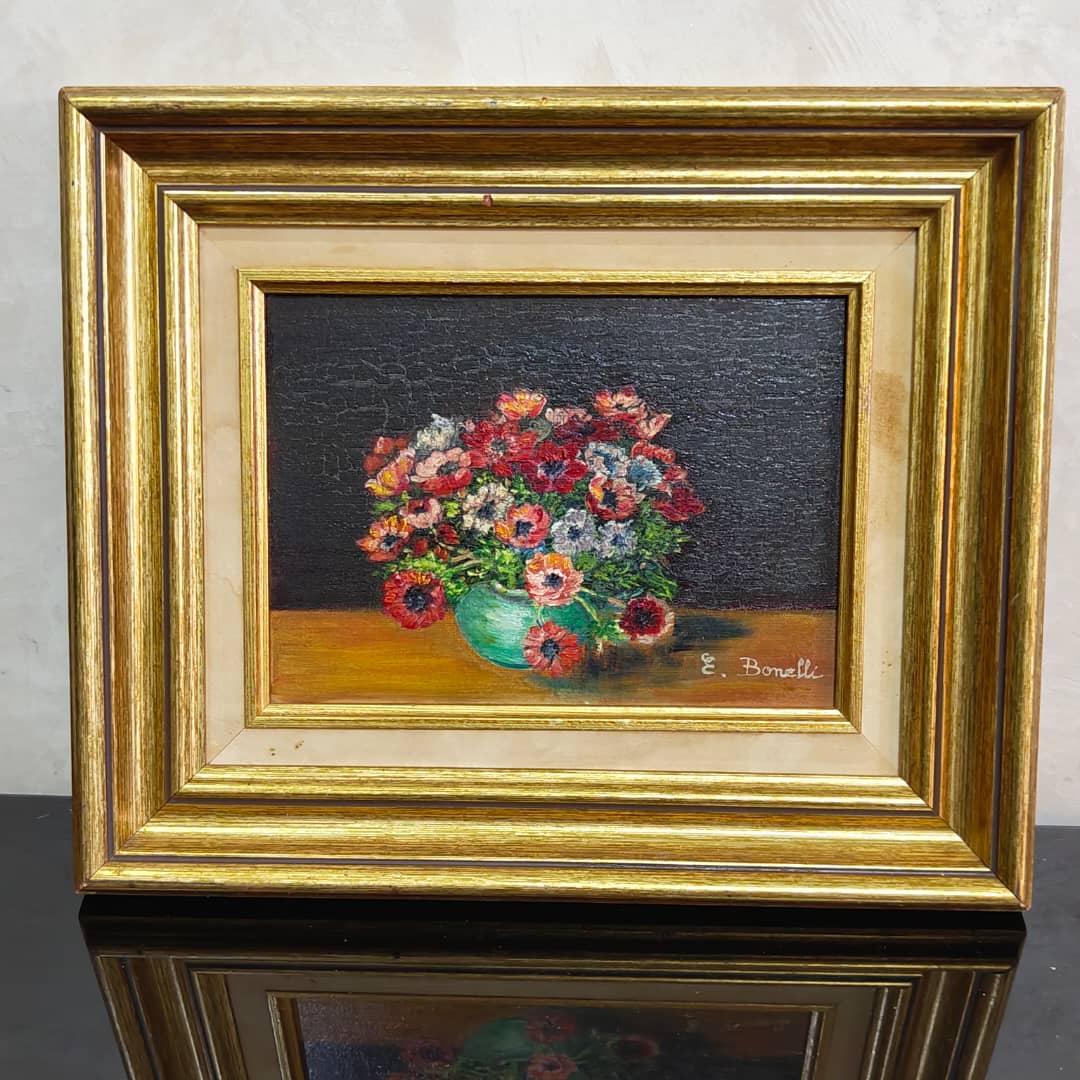 Ancien tableau original signé sur panneau 
36/30cm