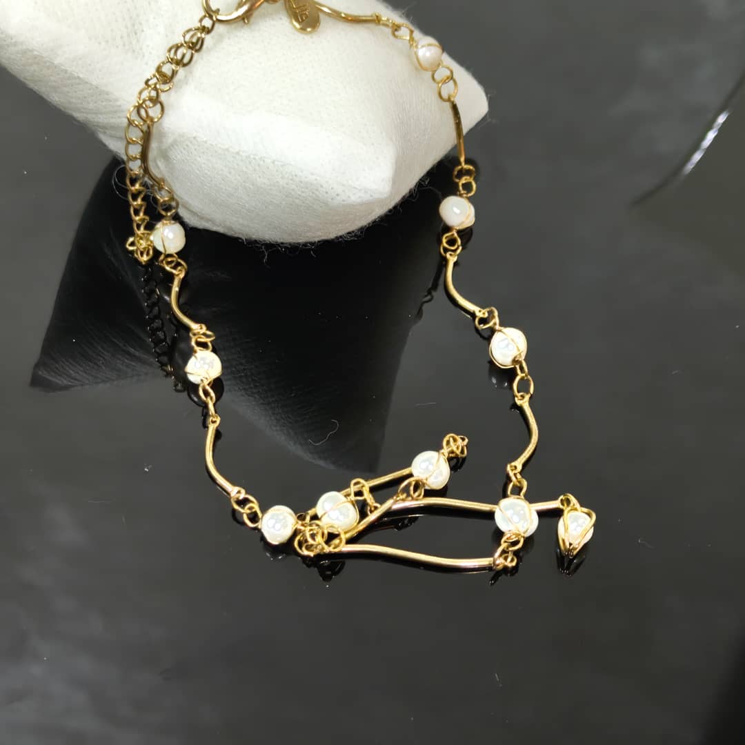 باغيغ سلسلة بلاكي فرنسي+سوار بالؤلؤ طبيعي 
طول سلسلة مغلق 20cm
طول سوار مفتوح 20cm