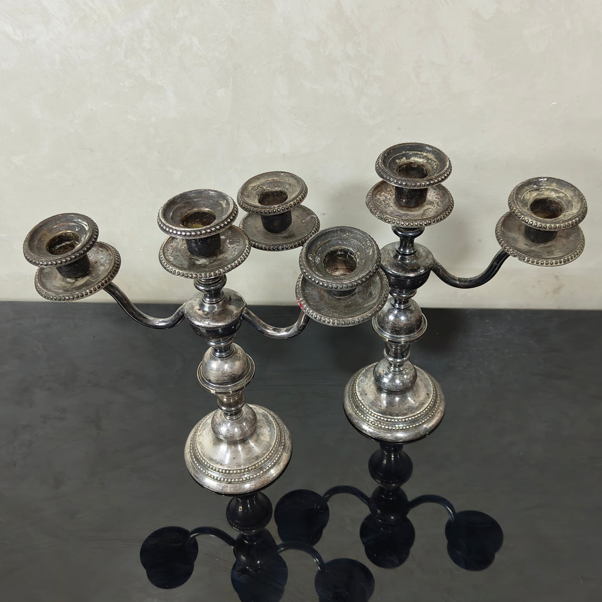شمعدان تغليف فضة سميك تحفة 
25/25cm