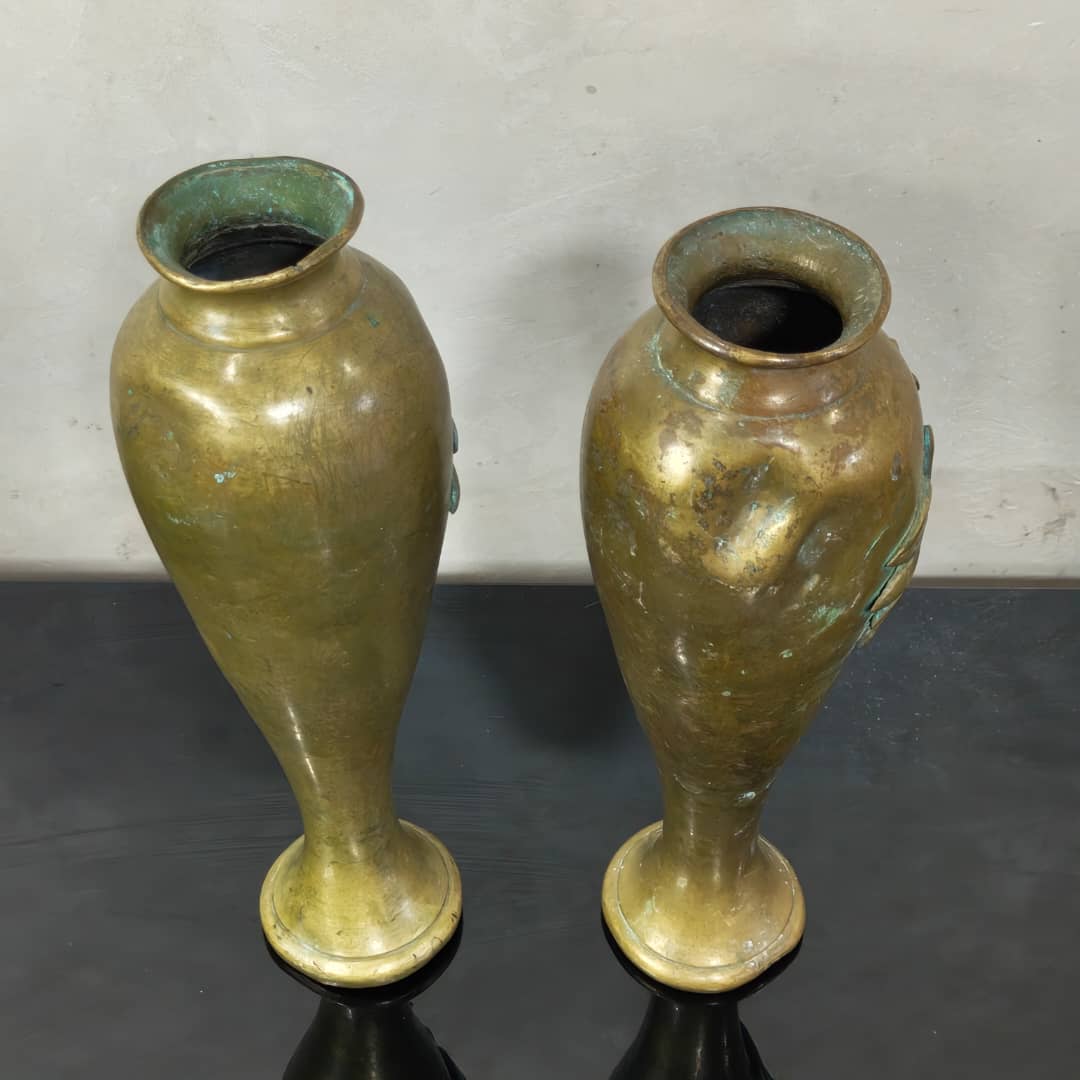Paires vase en bronze rare 
26cm
