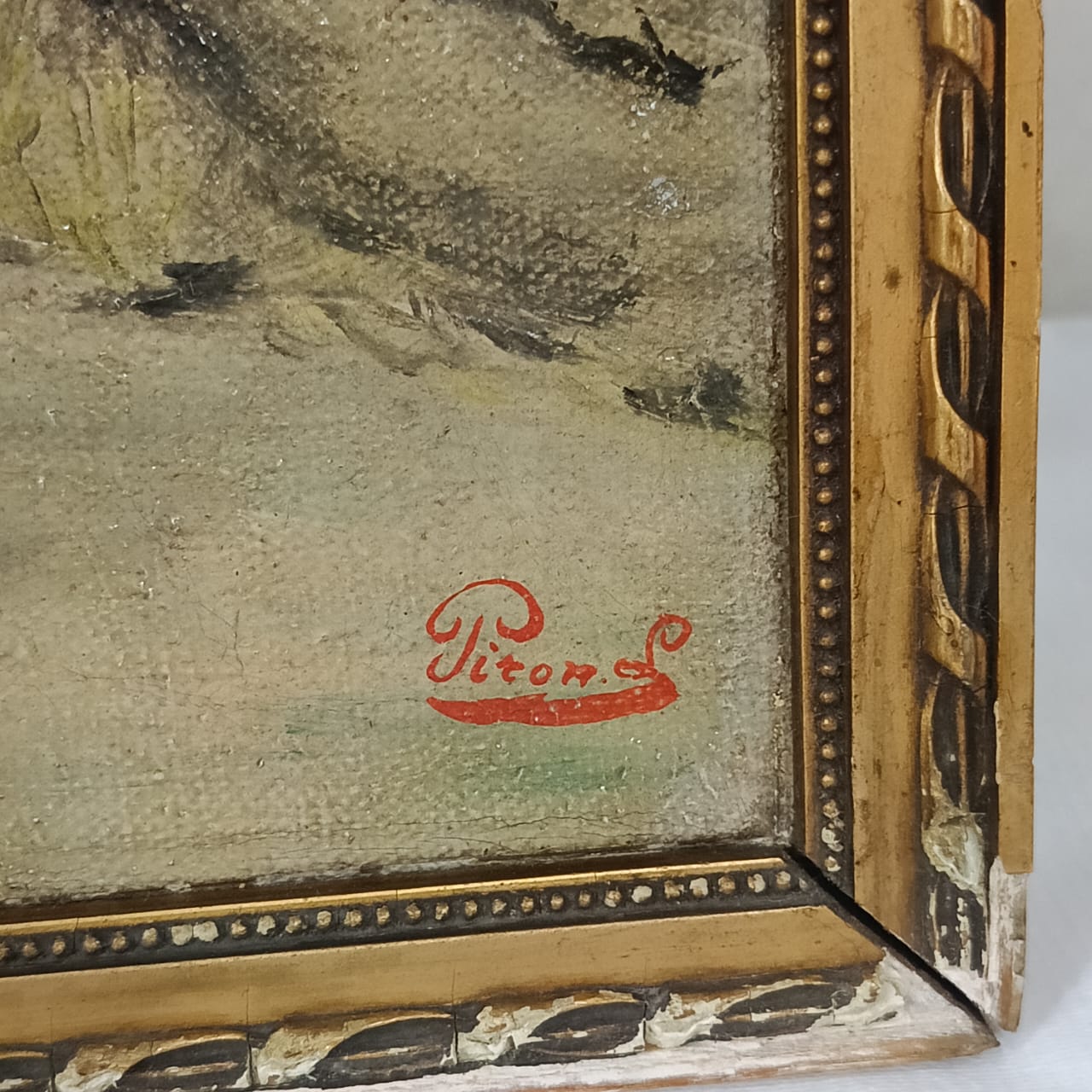 Ancien tableau vintage original sur toile signée